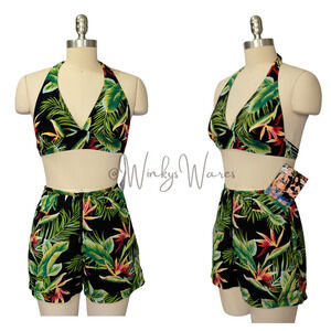 Vintage 90s Catalina Bikini Two Piece Swimsuit Size S NWT Tropical Hawaiian